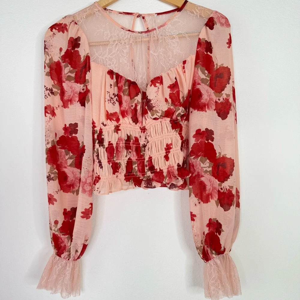 Free People Daphne Floral Ethereal Blouse